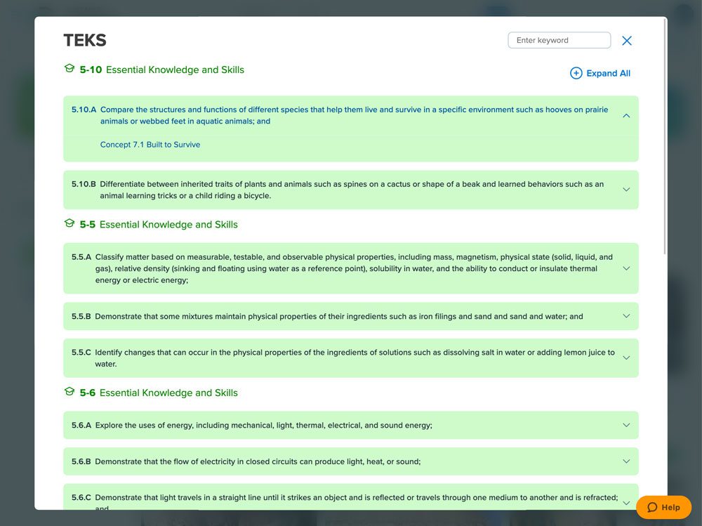 DE Science for Texas Grade 5 TEKS