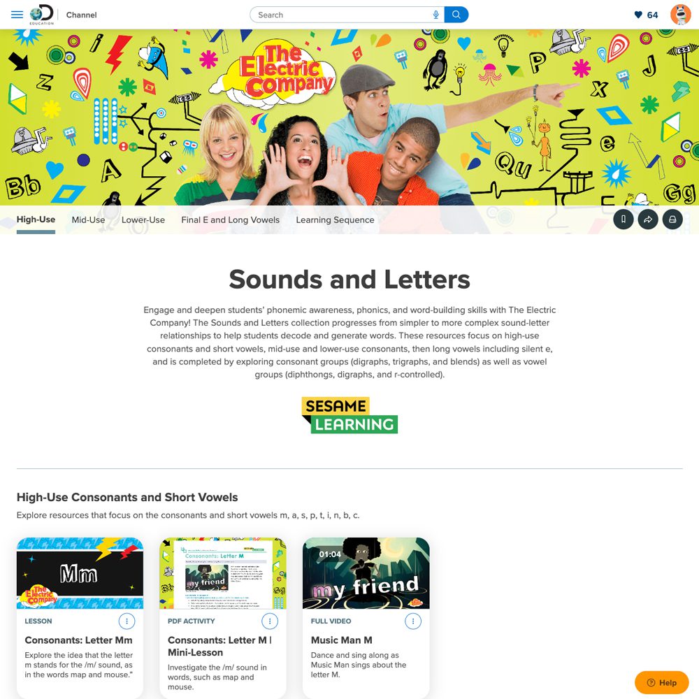 Discovery Education Experience Sounds and Letters Channel