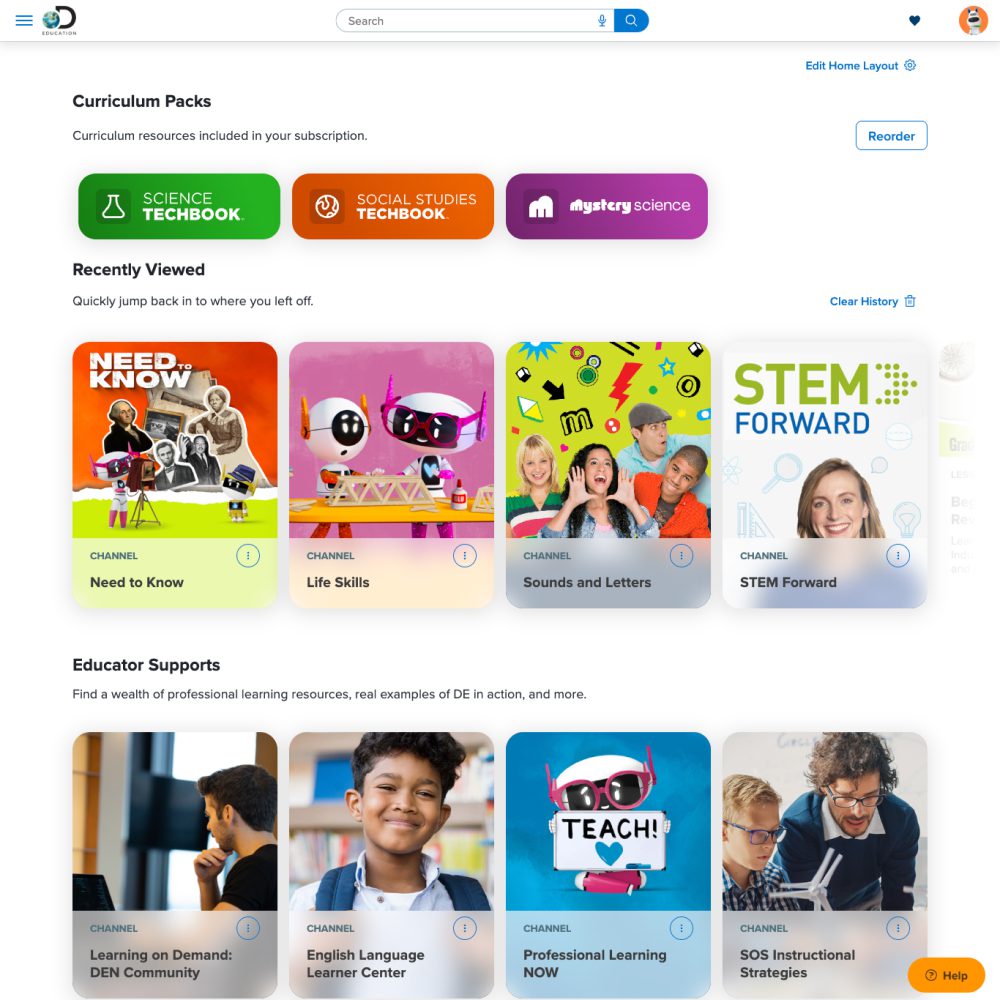 Discovery Education Experience Landing Page